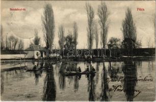 1907 Pécs, Balokányi tó, csónakázók. Blancz József kiadása
