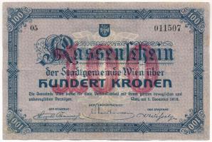 Ausztria / Bécs 1918. 100K "05 011507" szükségpénz T:III Austria / Vienna 1918. 100 Kronen "05 011507" necessity money C:F