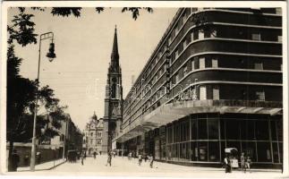 Újvidék, Novi Sad; Rex palota és szálloda, utca, Corvin cukrászda, falatozó / palace hotel, street, confectionery. photo