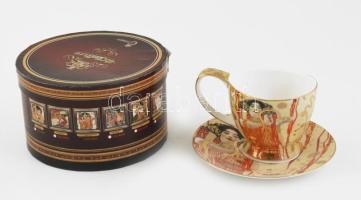 Gustav Klimt teáscsésze, jelzett: Carmani, hibátlan, dobozban.