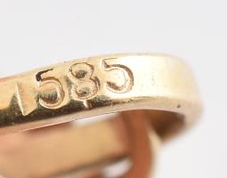 Arany (Au) 14K dobókocka függő, jelzett, 1,5×0,7 cm, nettó: 0,9 g