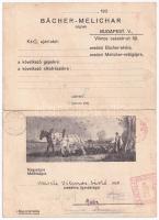 Bächer-Melichar eke és vetőgép gyár kinyitható reklámlapja. Budapest, Vilmos császár út 52