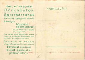 Pavlik Ferenc Bőrkabátok üzletének reklámlapja. Budapest Károly körút 9. / Hungarian leather jackets...