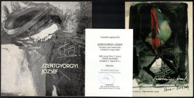 Szentgyörgyi József (1940-2014) festőművész dedikált katalógus, valamint aláírt meghívó, és két pros...