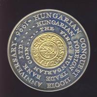 1996. "Az első magyar pénzérme-A honfoglalás 1100. évfordulójára" Ag emlékérem, bicolor 31g T:PP Eredeti díszdobozban, tanúsítvánnyal!