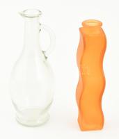 2 db üveg palack, kopott, m: 21-22 cm