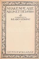 Shakespeare szonettjei. Ford.: Szabó Lőrinc. Nagy Írók - Nagy Írások IX. Bp.,1921., Genius. Átkötött álbordás félbőr-kötésben, kopott borítóval, sérült, részben hiányos gerinccel. Számozott (1236./1500) példány.