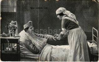 Már jobban van / WWI Austro-Hungarian K.u.K. military, injured soldier with Red Cross nurse (EB)