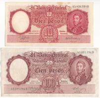 Argentína DN (1956-1958) 10P + DN (1959-1961) 100P T:III az egyiken folt Argentina ND (1956-1958) 10 Pesos + ND (1959-1961) 100 Pesos C:F spot on one Krause P#270, 272
