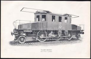 cca 1900 3 db illusztráció magyar mozdonyokról, nyomat, papír, körbevágott, kissé foltos, 19x28 cm