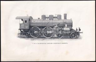 cca 1900 3 db illusztráció magyar mozdonyokról, nyomat, papír, körbevágott, kissé foltos, 19x28 cm