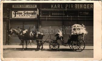 Wien, Vienna, Bécs; Stefansplatz, Feine Schnäpfe Urban / street view, shop of Karl Pirringer, chariot. photo (non PC) (EB)