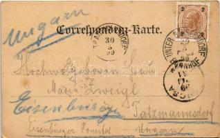 1899 (Vorläufer) Gänserndorf, Unter Gänserndorf, Bahnhof, Kirchenplatz / general view, railway stati...