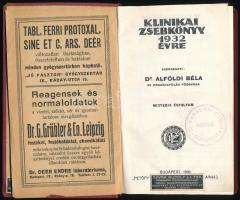 Klinikai zsebkönyv 1932 évre. Szerk.: Dr. Alföldi Béla. Bp., 1926, "Petőfi" Irodalmi Válla...