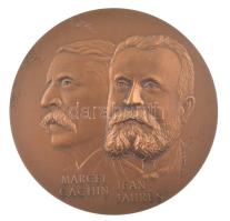 Franciaország 1984. "Marcel Cachin, Jean Jaurés / L'Humanité 80. évfordulója" kétoldalas jelzett bronz emlékérem (68mm) T:1- France 1984. "Marcel Cachin, Jean Jaurés / Quatrevingtieme - Annversaire L'Humanité" two sided hallmarked bronze medallion (68mm) C:AU