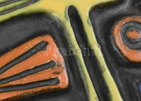 Jelzés nélkül, Pál Ferenc?: Madaras kerámia falplasztika, szép színes mázakkal festett, tetején kis ...