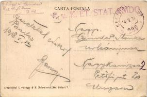 1918 Braila, Strada Regala / Königstrasse / street view, Hotel Bulevard + "K.u.K. ET. STAT. KMD...