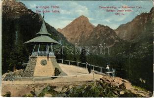 Tátra, Magas-Tátra, Vysoké Tatry; Tarpatak-völgy, Szilágyi Dezső emléktorony, kilátó / Kohlbacher Tal, Szilágyi-Denkmal / Studená dolina / memorial lookout tower, monument (EK)