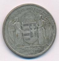 1930. 5P Ag "Horthy jobbra" T:3 patina Adamo P8