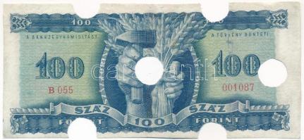 1946. 100Ft "B 055 001087", lyukasztással érvénytelenítve T:III- restaurált
Adamo F26