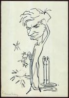 Vincze Lajos (1914-2002) tus-papír, szignált 15x21 cm Hátoldalán Magyar Hírlap pecsét