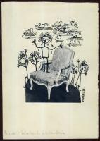 Vincze Lajos (1914-2002)Kende Sándor karikatúra vegyes technika, szignált 15x21 cm Hátoldalán Magyar Hírlap pecsét