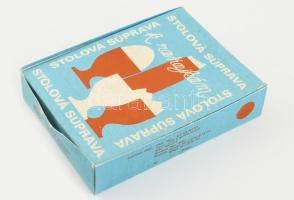 Szlovák retró tojás reggeliző készlet, műanyag, kartondobozban