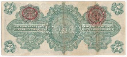 Mexikó / Gobiernói Ideiglenes Kormány / Mexikóváros 1914. 5P piros "REVALIDADO" felülbélye...