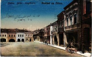 1919 Zsolna, Sillein, Zilina; Fő tér, üzletek / Hauptplatz / main square, shops (r)