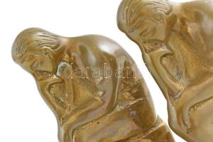 Gondolkodó ember, könyvtámasz pár, jelzés nélkül, bronz, m: 15 cm