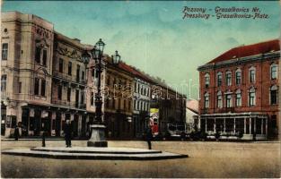 1914 Pozsony, Pressburg, Bratislava; Grasalkovics tér, hirdetőoszlop / square, advertising column