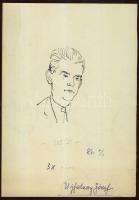 Vincze Lajos (1914-2002): Ujfalussy József zenetörténész portré, tus-papír,  15x21 cm