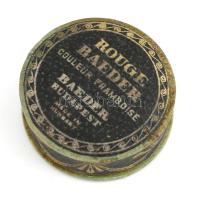 cca 1910 A Baeder Budapest által gyártott arcszínező por eredeti állapotában, használatlan, szecessziós papírdobozban, d: 4,5 cm