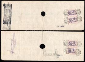 cca 1930 5 db váltó klf címletek illetékbélyeggel