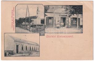 1906 Kovászi, Kovaszinc, Covasint; templom, Wittenberger Mór üzlete és saját kiadása / church, publishers shop (EB)