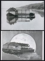 cca 1930 előtt készült felvételek, Dunára telepített vízimalmok (hajómalmok), Kerny István (1879-1963) budapesti fotóművész hagyatékából 2 db mai nagyítás, 10×15 cm