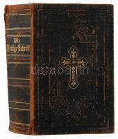 Die Bibel, oder die ganze Heilige Schrift des alten und neuen Testaments. Nach der deutschen Übersetzung Dr. Martin Luthers. Stuttgart, 1905, Priviligierte Württembergische Bibelanstalt. 23. kiadás. 8 színes táblával (színes térkép melléklet) Könyvkötői, dombornyomott korabeli egészbőr kötés aranyozott gerinccel és borítóval, gerince sérült, megerősített kötéssel, néhány kevés lapon ceruzás jegyzetekkel.