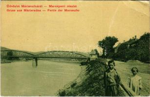 Máriaradna, Mária-Radna, Radna (Lippa, Lipova); Maros-parti részlet, híd. 3033. (W.L. ?) / Partie der Marosufer / Mures riverside, bridge (EB)