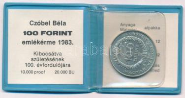 1983. 100Ft alpakka Czóbel Béla eredeti tokban, tanúsítvánnyal T:1- kis patina