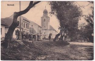 1917 Bereck, Bereczk, Bretcu; utca, templom / street view, church + &quot;K.u.K. Gebirgsbäckerei Nr. 120&quot; (EK)