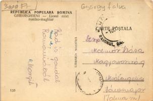 Gyergyószentmiklós, Gheorgheni; Liceul mixt romino-maghiar / Magyar-román iskola / Hungarian-Romania...