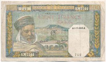 Algéria 1942. 100Fr T:III,III- Algeria 1942. 100 Francs C:F,VG Krause P#88
