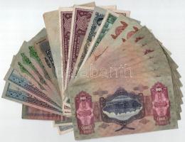 24db-os fillér, korona, pengő bankjegy tétel T:III-IV közte ragasztott, folt, szakadás