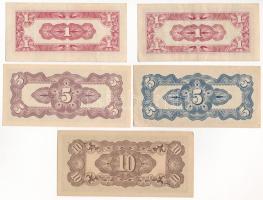 Malaja / Japán megszállás 1942. 1c (2db) + 5c + 10c + Fülöp-szigetek / Japán megszállás 1942. 5c T:I...