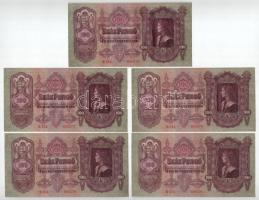 1930. 100P (7x) sorszámkövető és egyugrású sorszámmal "E 634 009269 - E 634 009276" T:II-III szép papír Adamo P17