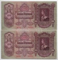 1930. 100P (7x) sorszámkövető és egyugrású sorszámmal "E 634 009269 - E 634 009276" T:II-I...