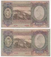 1943. 1000P (2x) T:III kis folt, egyébként szép papír
Adamo P21