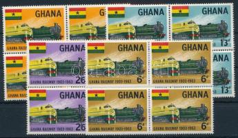 60 éves a vasút Ghánában 4 db sor négyestömbökben, 60 years of railway in Ghana 4 sets in blocks of 4