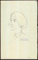 Vincze Lajos (1914-2002): Palotai Boris író portréja, toll-papír, az író aláírásával, 16x25 cm