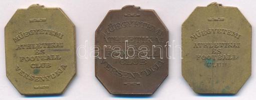~1920. "Műegyetemi Athletikai és Football Club Versenydíja" bronz díjérem (3x) különböző g...